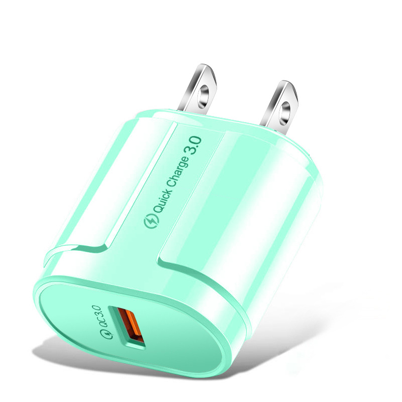 Estuche europeo y americano de carga rápida QC3.0 puerto único 5V/3A cabezal de carga carga rápida carga flash cargador de teléfono inteligente