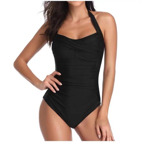 European and American style one-piece swimsuit, close-fitting swimsuit, solid color European and American style women's tankini in Lianing Huludao