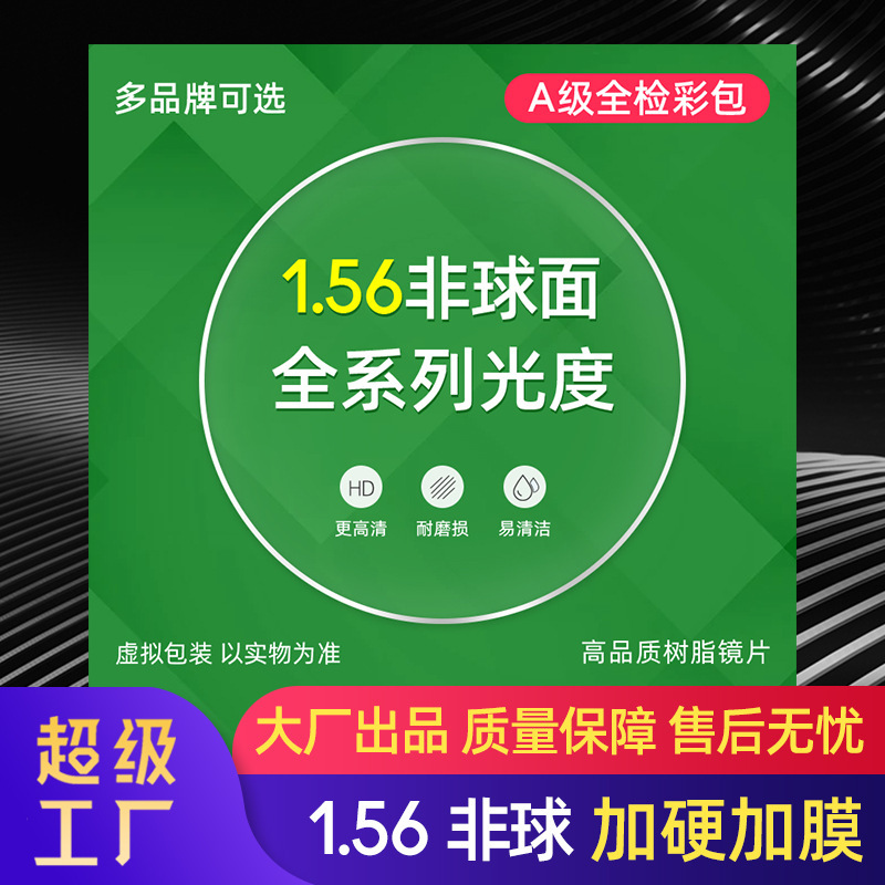 1.56非球面加硬加膜正品A级镜片 近视老花高散远视彩包树脂眼镜片