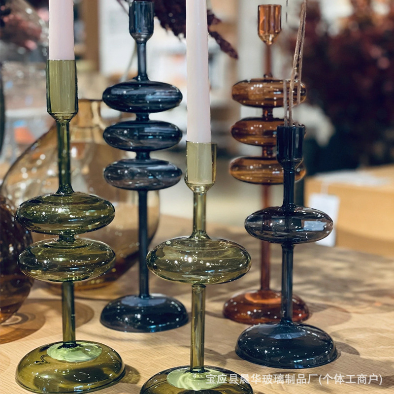 Candelaria de vidrio de colores, decoración de alta calidad, decoración de vinos, vasijas de vidrio, ornamentos de arte abstracto