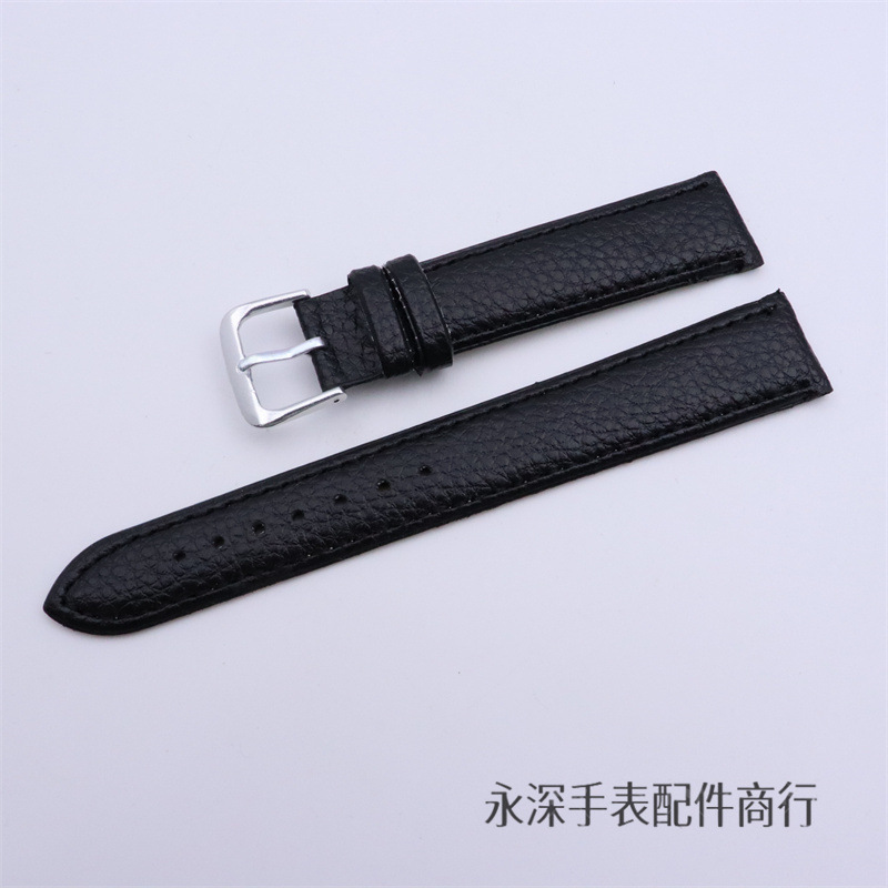 Accesorios de reloj correa de cuero litchi correa de cuero universal para hombres y mujeres 12mm - 22mm correa de hebilla negra marrón
