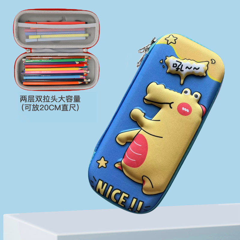 Estudiantes de primaria lindos dibujos animados 3D estereoscópicos caja de papelería caja de lápiz EVA anti-caída a prueba de presión coreana bolsas de lápiz para niños al por mayor