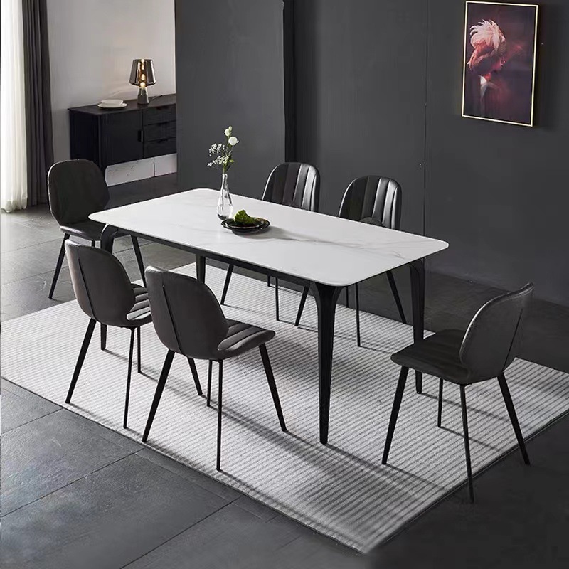 Delifeng placa de roca mesa de comedor luz de lujo moderno simple pequeño apartamento casa mesa de comedor rectangular mesa de comedor y silla combinación