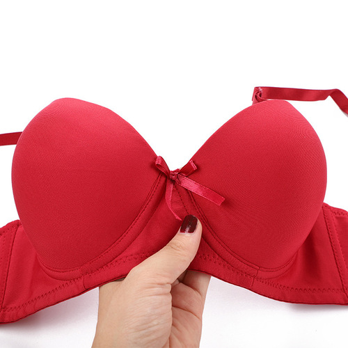 Cross-border new sexy underwear set with detachable double shoulder straps and steel rings push-up thin mold cup young women's underwear