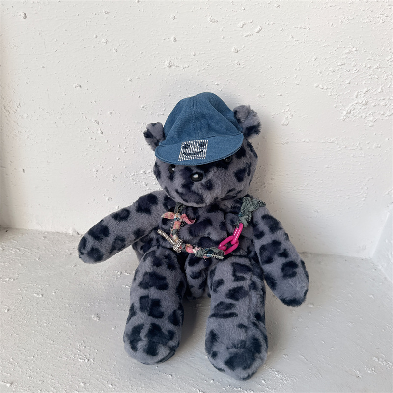 2025 otoño y invierno bolsas de peluche para niños de moda coreana estampado leopardo mochila para niños y niñas adorable oso pequeño mochila