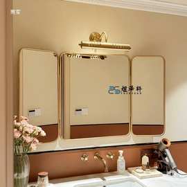 法式轻奢三面壁挂浴室镜欧式复古卫生间镜子梳妆台三折叠化妆镜子
