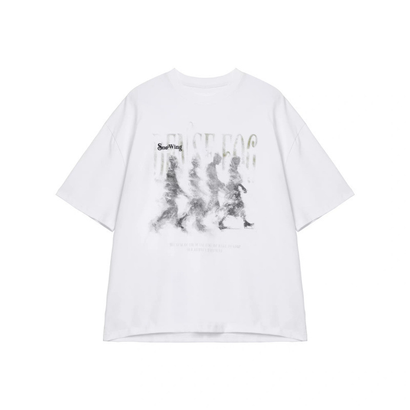 American Retro Niche Printed Short-Sleeved T-Shirt for Men and Women 2026 Summer New Style Loose Half-Sleeved Top with Five-Quarter Sleeves