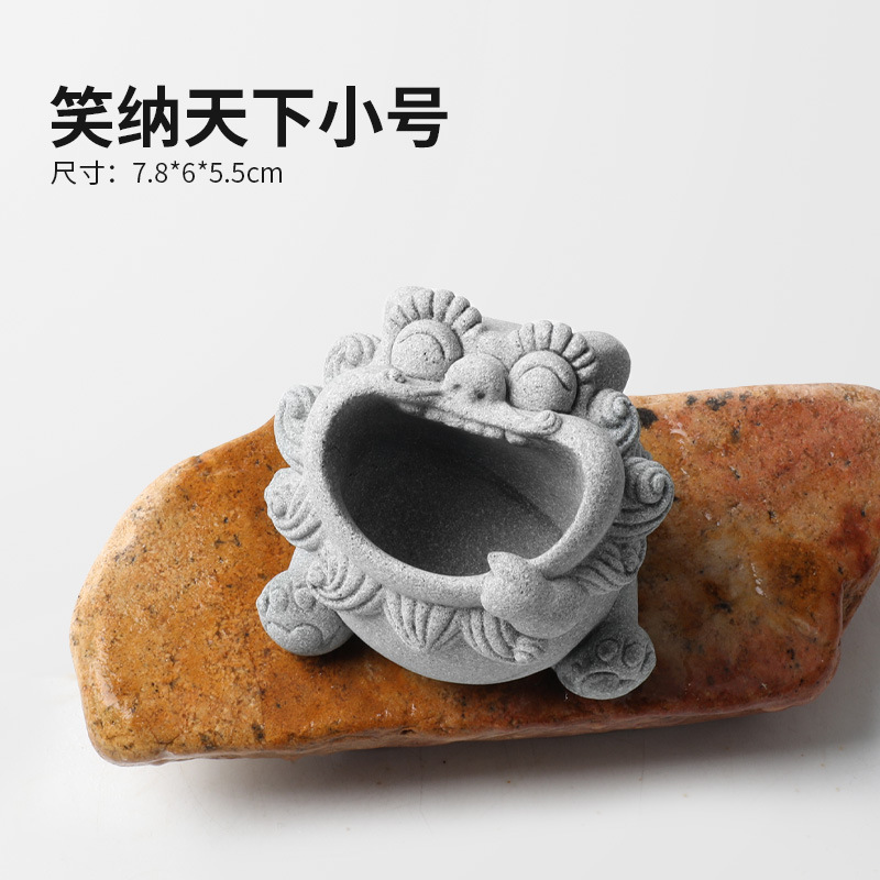 Pecera Arenisca azul Arenisca Dibujos animados Decoración de paisaje de bonsai de león Hippo Decoración de micropaisaje Tallado a prueba de piedra