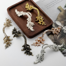 锌合金古典法式左右对称双孔柜门抽屉拉手家具橱柜门欧式古银把手