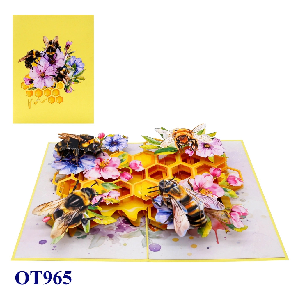 3D estereoscópico abeja panal tarjeta de felicitación de cumpleaños creativa con sobre regalo transfronterizo de alta calidad Navidad