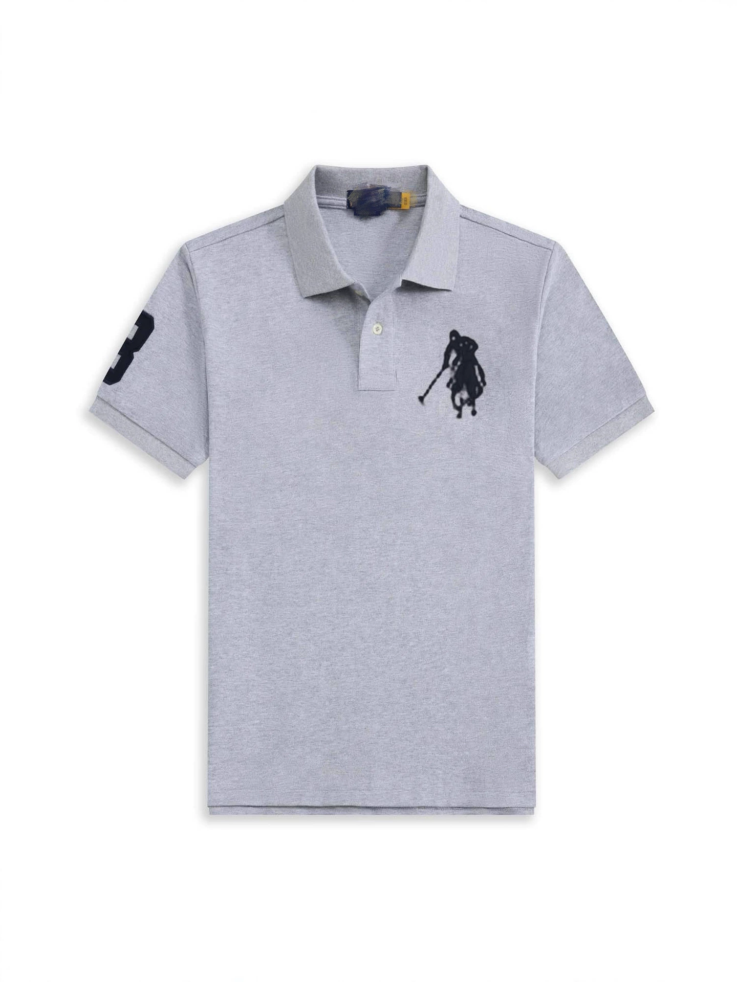 Летний классический цветной хлопковый polo с высоким воротником, оверсайз, с вышивкой
