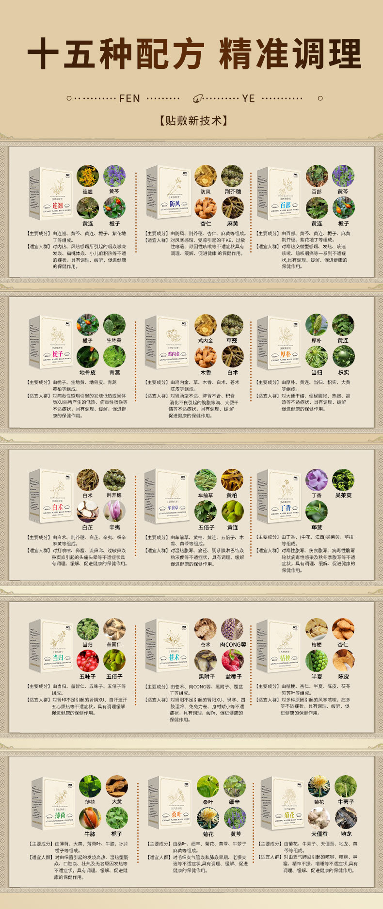 Chrysanthemum Herbal Powder Patch Navel and Acupoint Wellness Pack 8cm x 8cm External Use specifications