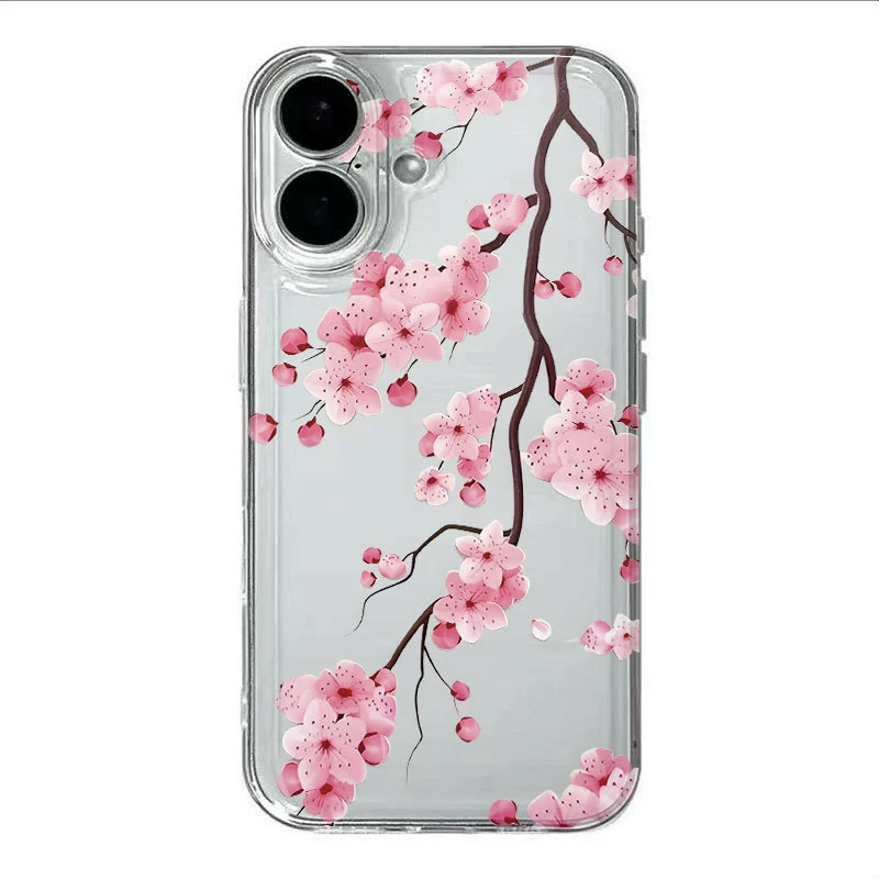 Чехол для телефона Pink Sakura (TC6), прозрачный Space Shell, совместим с iPhone/Samsung/Huawei/Xiaomi