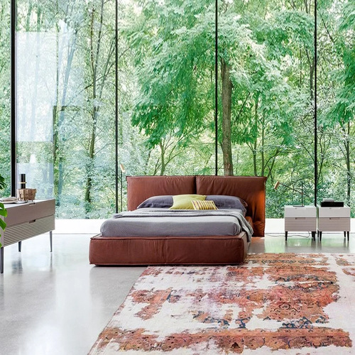 Nordic modern minimalist leather double bed, Italian light luxury 1.8-meter bedroom wedding bed, INS small apartment leather furniture