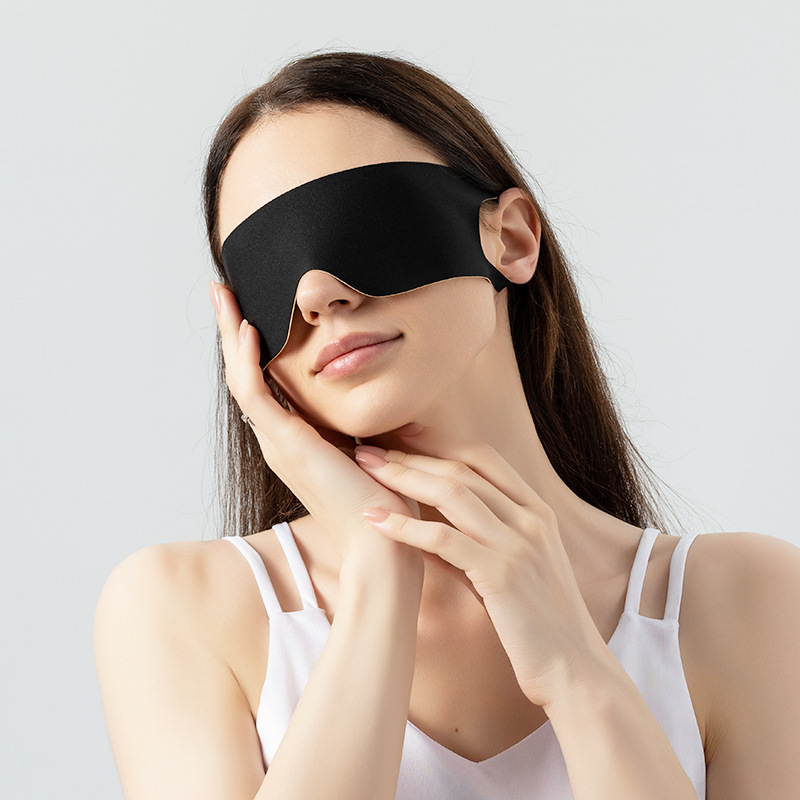 Bolsa con cremallera - doble tapa de ojos de seda de hielo (negro delicado + leche)