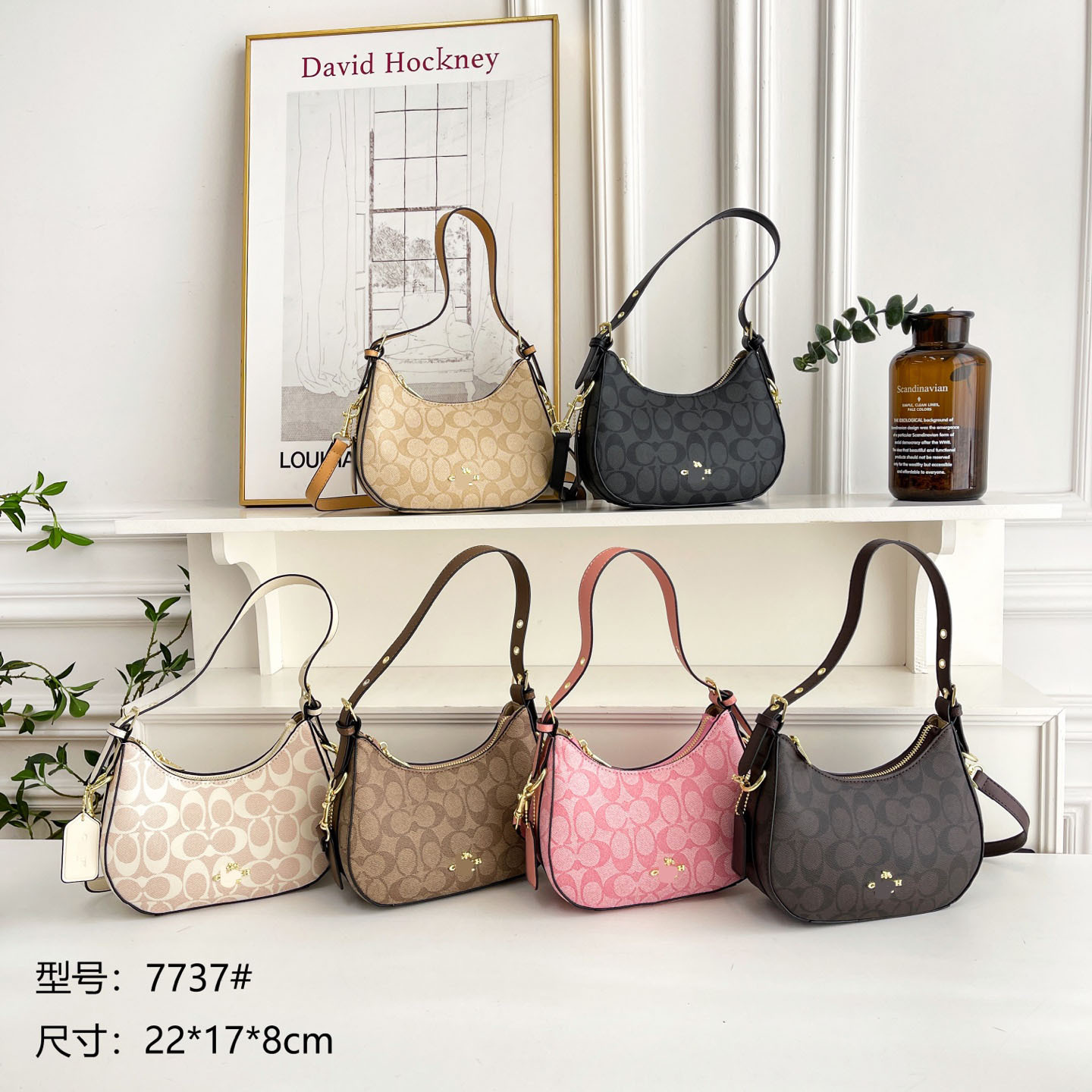 Classic Monogram Crescent Bag for Foreign Trade, 2026 New Model, Letter Shoulder Underarm Bag, Fashionable Versatile Crossbody Women's Bag Wholesale