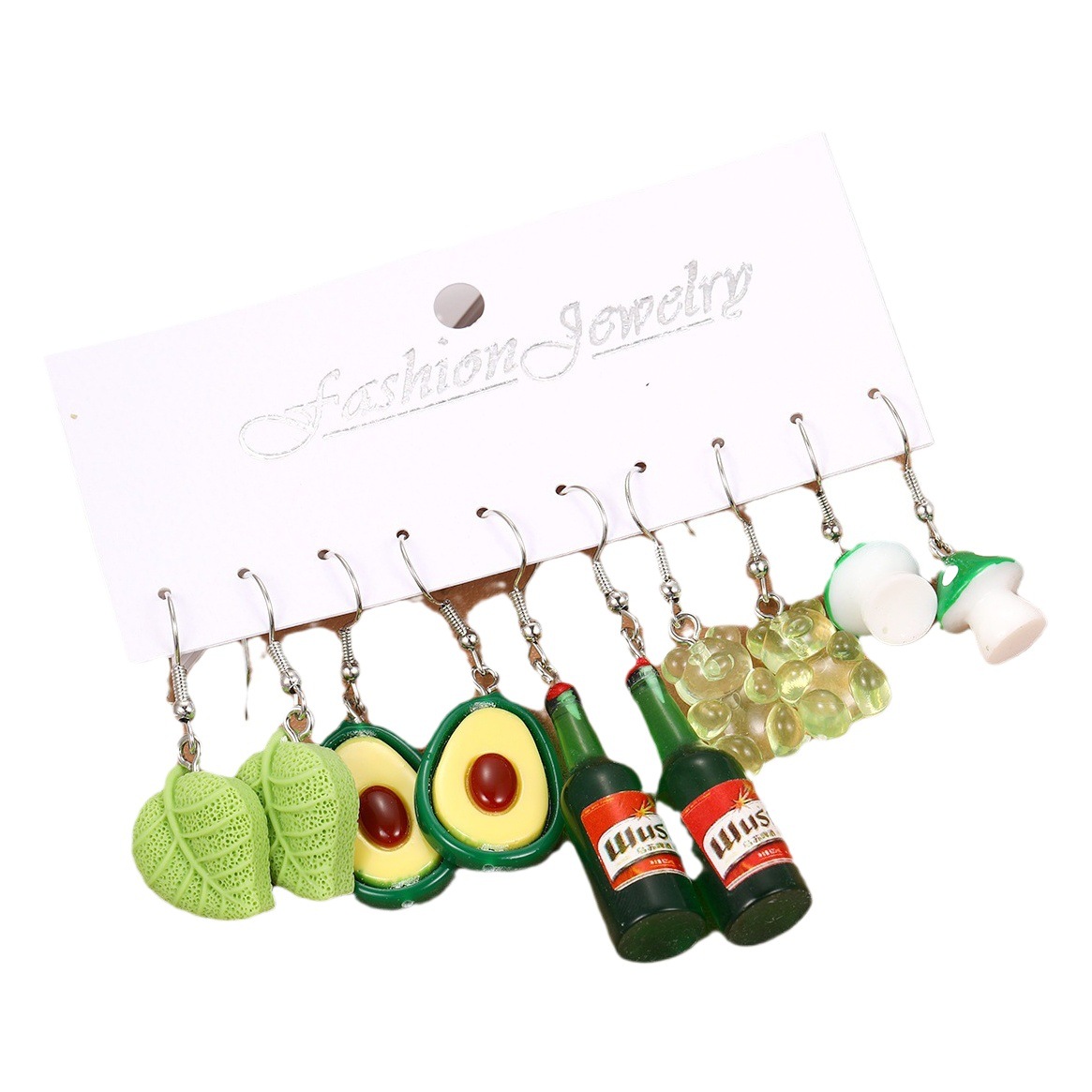 Aretes de simulación animal y frutas, dibujos animados