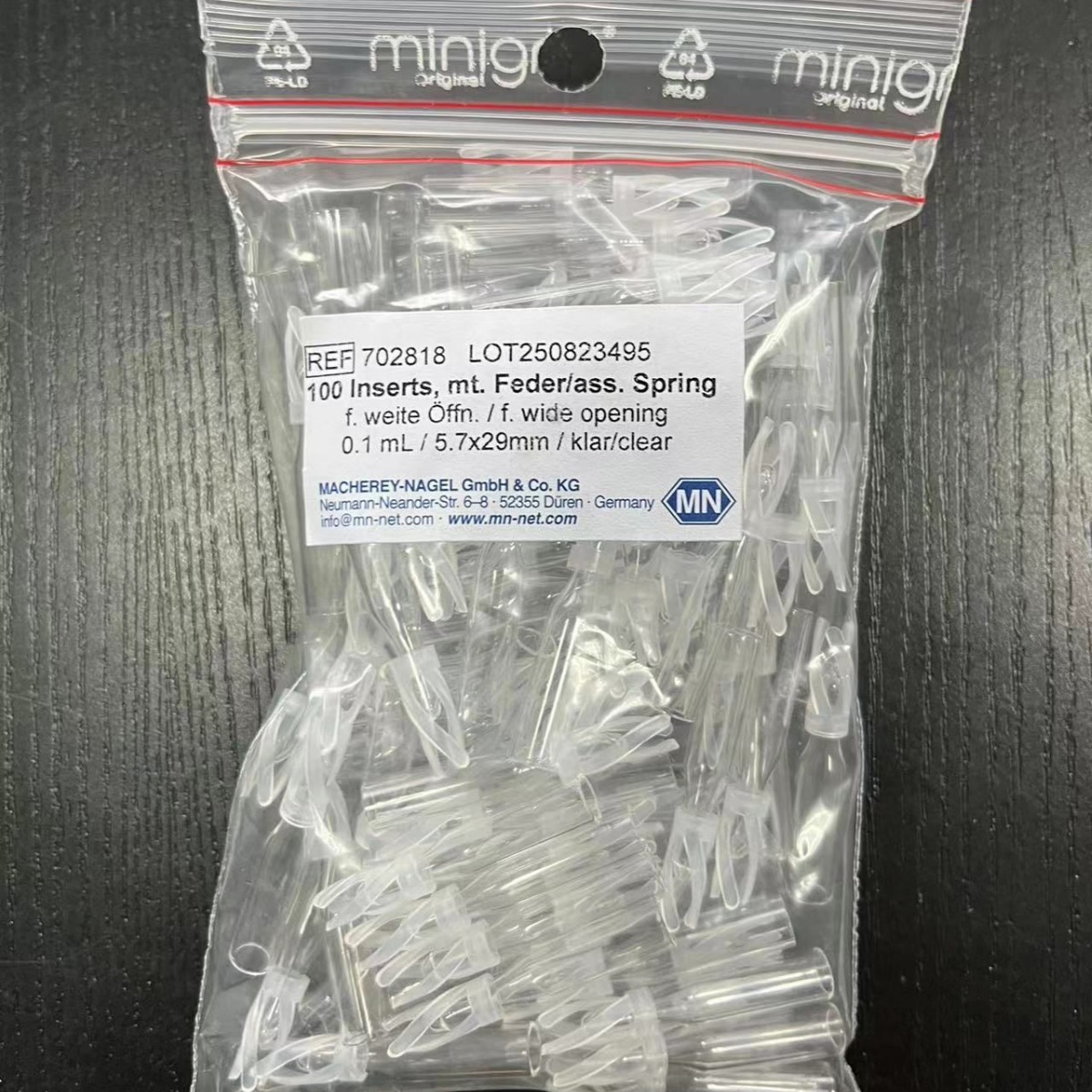 德国MN 702818 spring 0.1mL内插管Insert wide o-0.1, c, 5.7x29