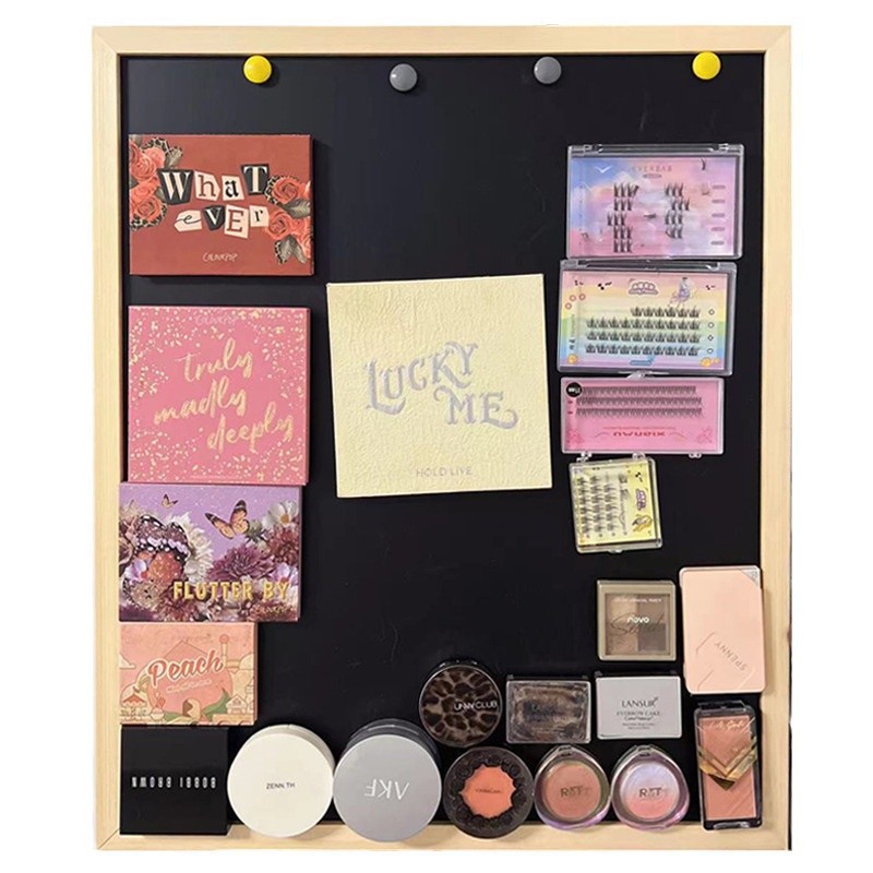Maquillaje de absorción magnética pizarra de maquillaje refrigerador pizarra de absorción magnética pared de almacenamiento decoración foto pared tablero de exhibición madera