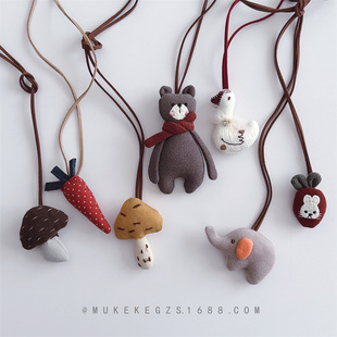Korean-style fabric three-dimensional cartoon children's necklace foreign-style gosling bear accessories for boys and girls animal sweater chain pendant