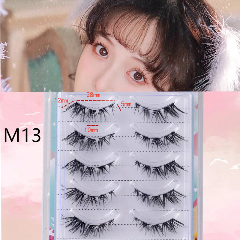 Suministro directo de fábrica transfronteriza natural larga Cruz gruesa japonés 3D afilado tallo transparente Luna doblar pestañas postizas