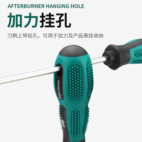 Industrial Grade Flat Head Cross Slot Screwdriver with Long Handle, Handheld Home Use, Penetrating, Striking, Magnetic Bit Driver