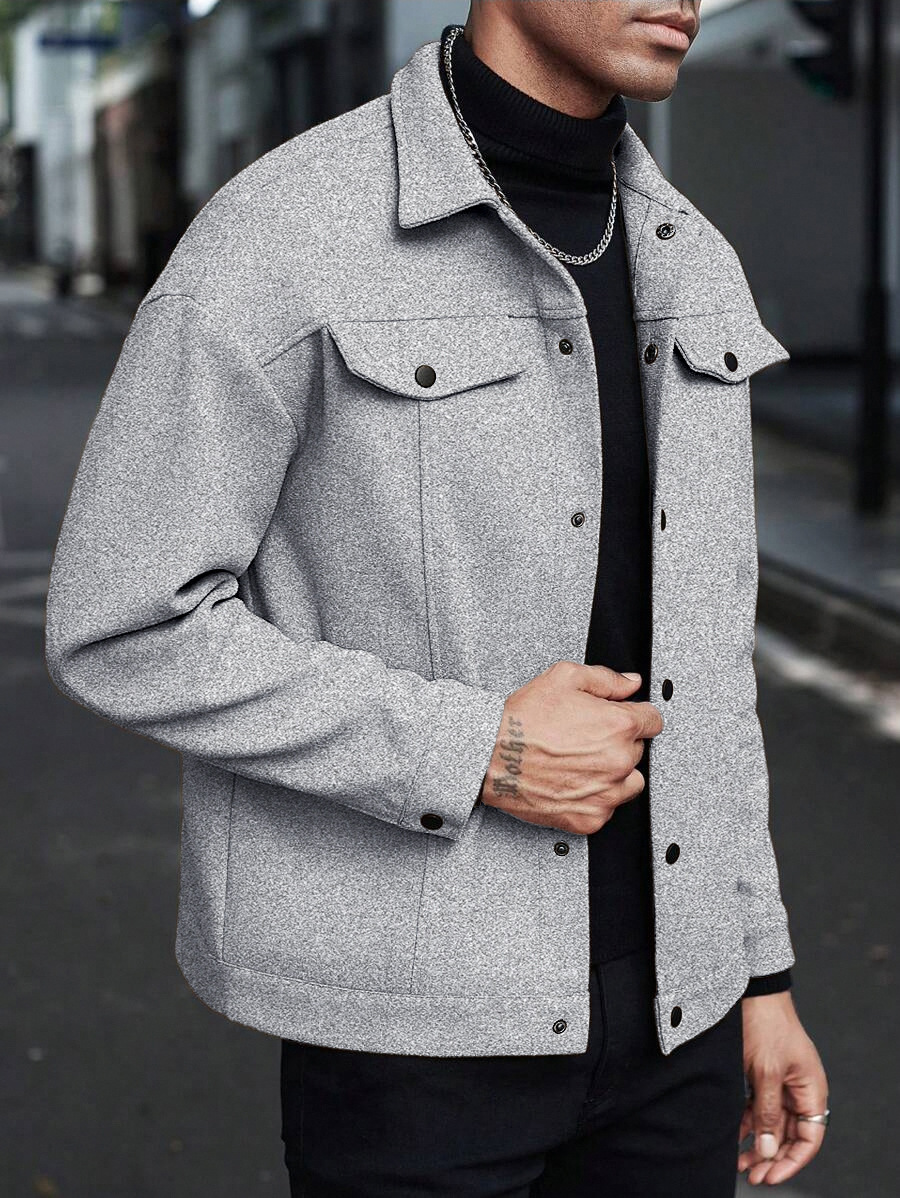 Transfronterizos Europa y América Amazon TEMU nuevo otoño y invierno con solapa de lana chaqueta de hombre chaqueta deportiva de herramientas casuales para hombres