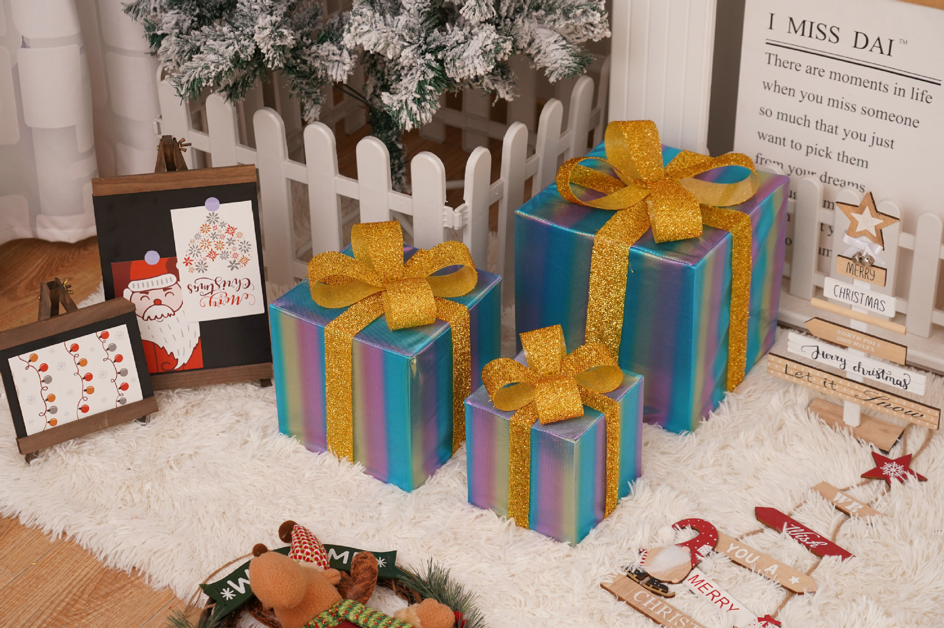 Luces navideñas nuevas de 2025, juego de tres piezas en caja de regalo navideña, productos navideños, accesorios de decoración para fiestas de cumpleaños, adornos.