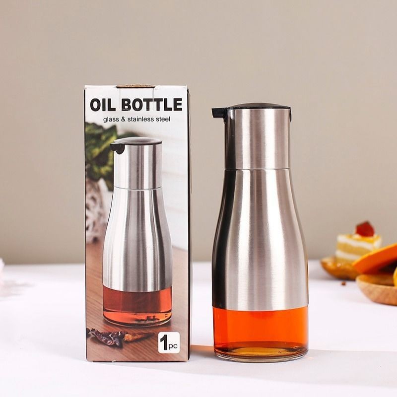 320 stainless steel oil kettle household leak-proof glass pouring oil kettle kitchen seasoning soy sauce vinegar sub-bottling wholesale