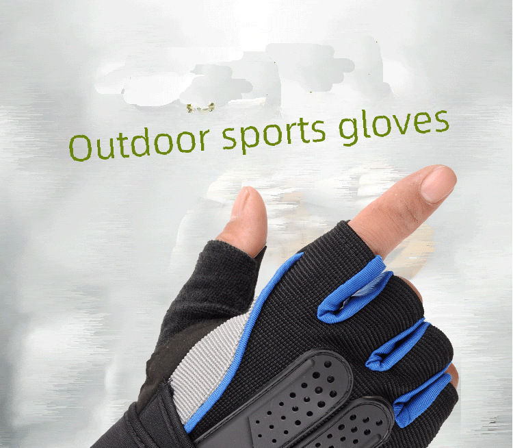 One-piece delivery men's and women's half finger sports gloves autumn and winter riding fitness lengthened wristband silicone non-slip factory wholesa_maomaolike.com
