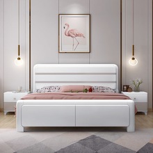 枕中梦实木床现代简约白色烤漆橡木床北欧气压高箱储物1.8m1.5米