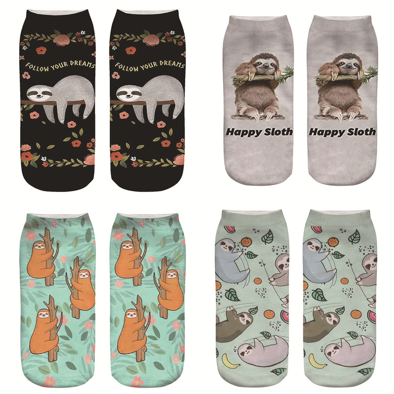 Cross-Border New Tree-Man 3D Printed Socks Factory Direct Supply Men's and Women's Personalized Sloth Series Digital Heat Transfer Printed Socks