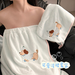 コーラルベルベット子犬バススカート、柔らかく肌に優しいベルクロラップ、家庭用フェイスタオル、バスタオル、速乾タオルセット