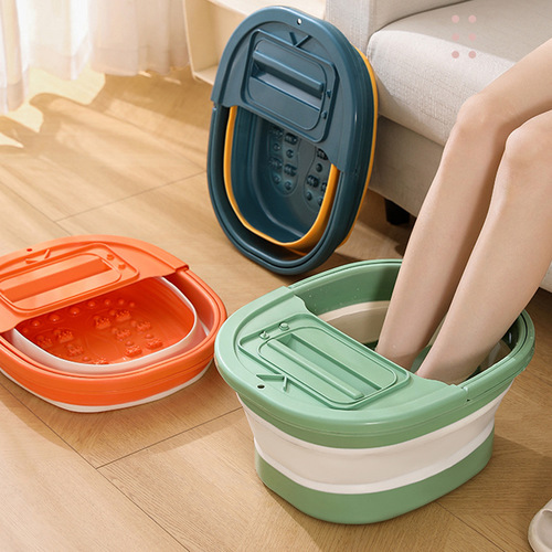 Folding foot bucket household wholesale portable over-calf covered plastic installation-free foot massage foot bath