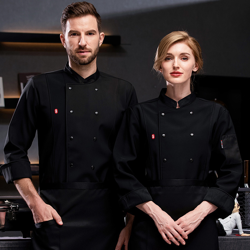 Chef clothes autumn and winter clothes fleece-lined work clothes hotel restaurant canteen kitchen double-breasted work clothes Baker uniform men