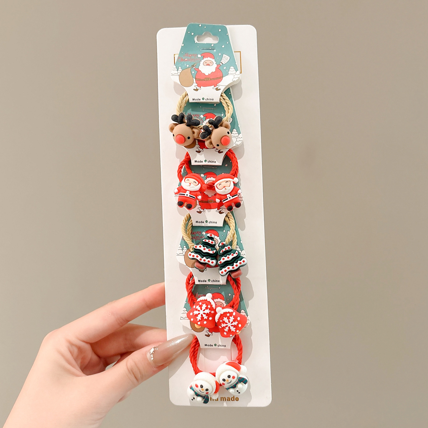 Papá Noel correa de goma para niños navideños vestido de cabello jardín de infantes bebé anillo de cabello de Navidad atmósfera accesorios