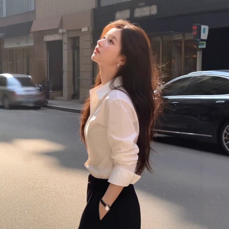 C607 white long-sleeve shirt for women, with a unique design, suitable for commuting, elegant and simple, versatile shirt, new spring/autumn model C607 white long-sleeve shirt for women, with a unique design, suitable for commuting, elegant and simple, versatile shirt, new spring/autumn model