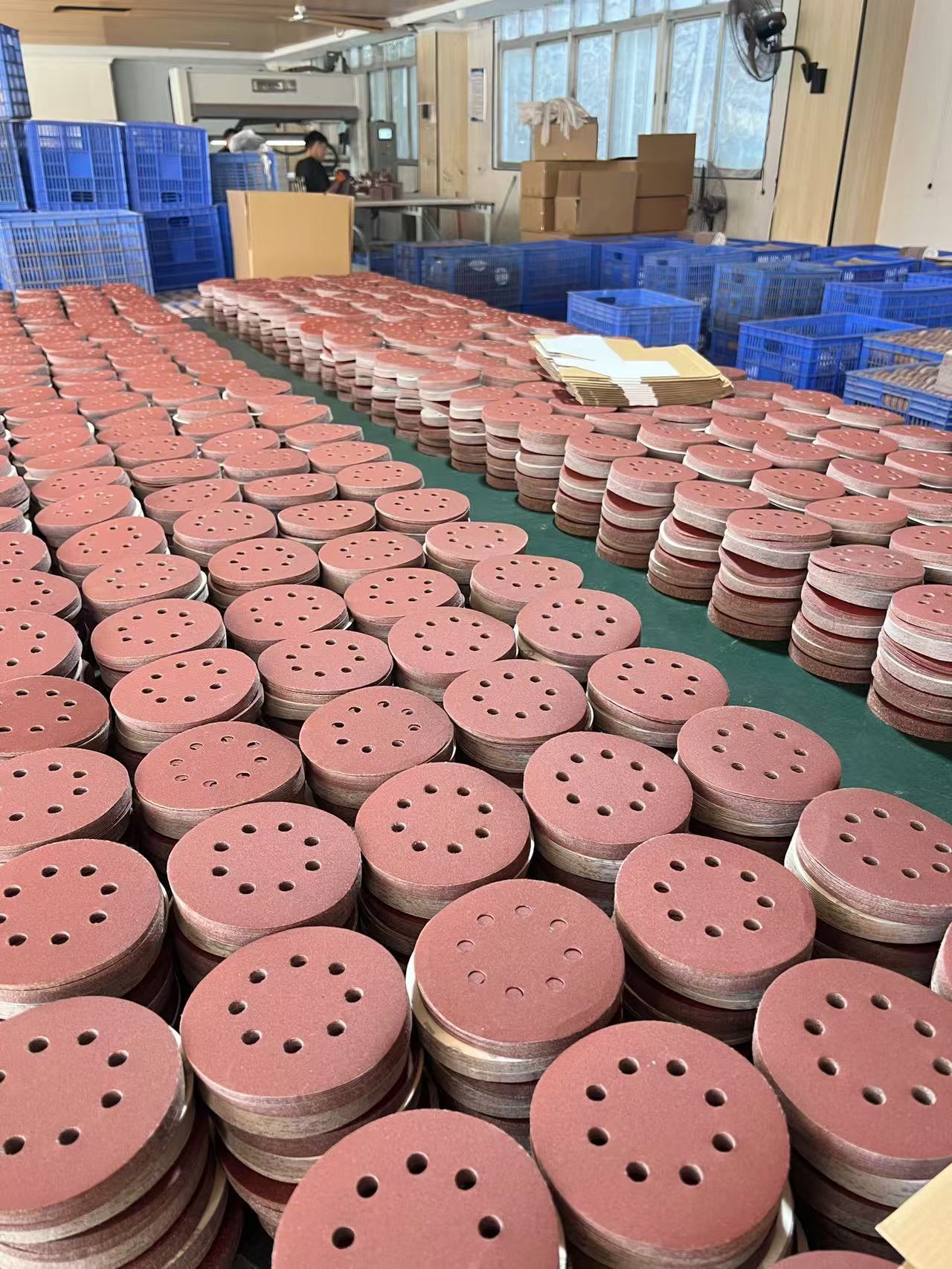 5寸8孔红砂背绒砂纸