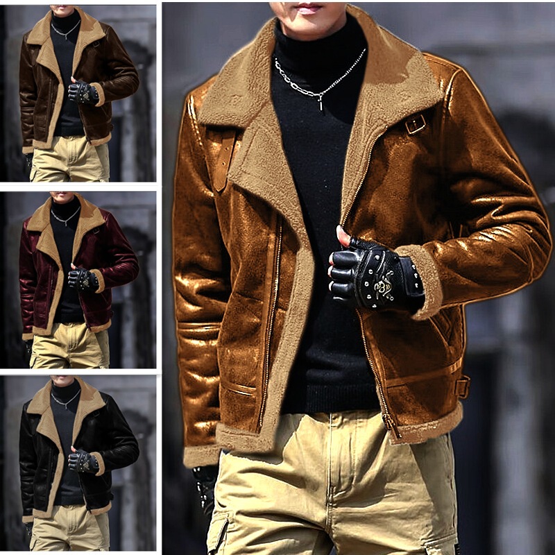 In-Stock 23 New Products: Suede Faux Fur Integrated Lamb Wool Men's Jacket, Thickened Fur Jacket, Amazon Hot Seller