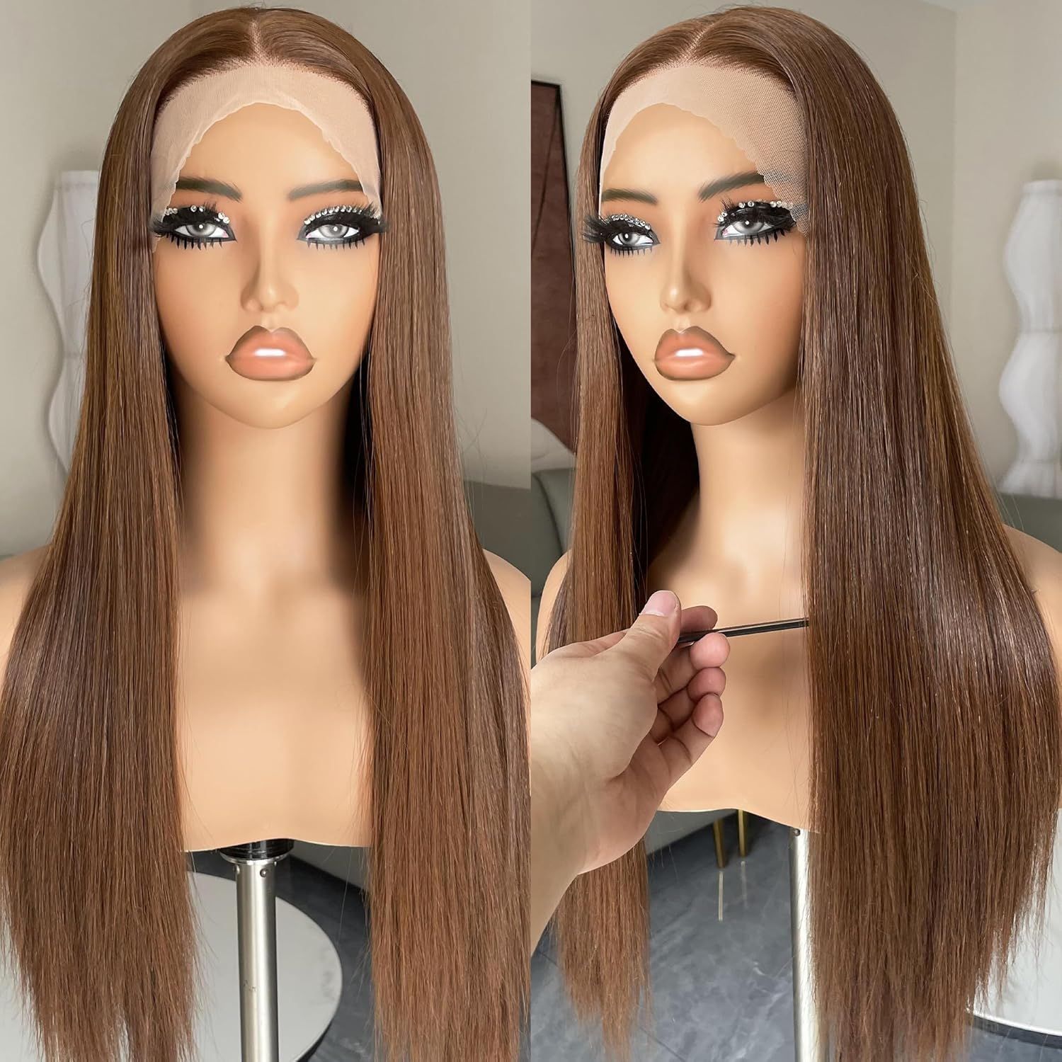 Perruque Synthétique Longue Lisse En Dentelle Style Africain_voghion.com
