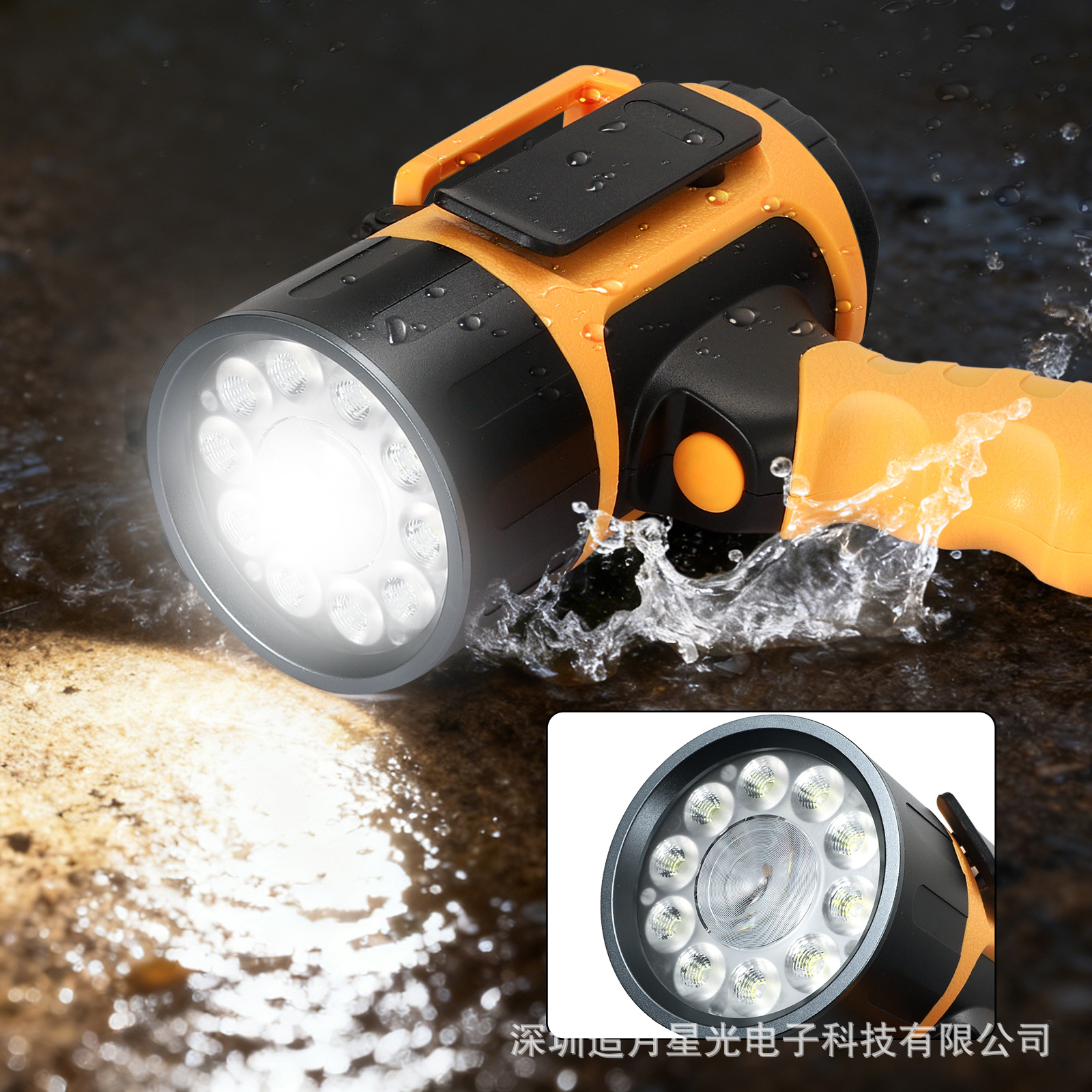 Amazon Q411 Gun-Style Flashlight for Export, High-Intensity Handheld Searchlight with Adjustable High and Low Beam, Focusing and Spreading Light