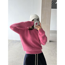 【王琪芝】软糯兔毛毛衣女秋冬慵懒设计感小众套头针织上衣WQ052