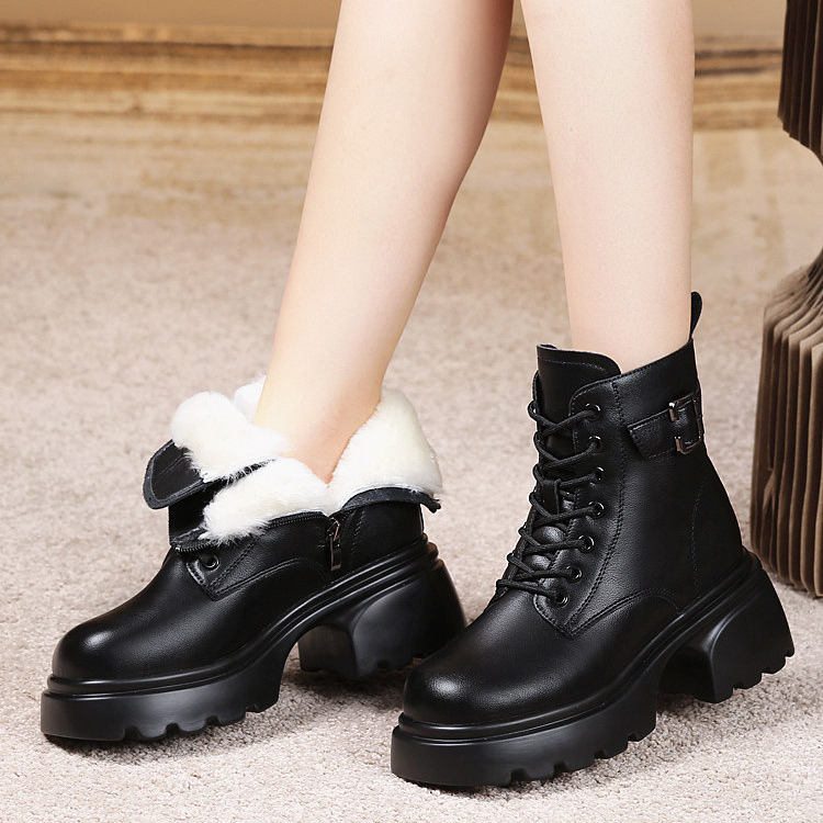Women's Boots 2025 New Winter Cotton Boots Fur Integrated Cotton Shoes Fleece-Lined Thickeneded Sole Snow Boots Cross-Border Spot Wholesale