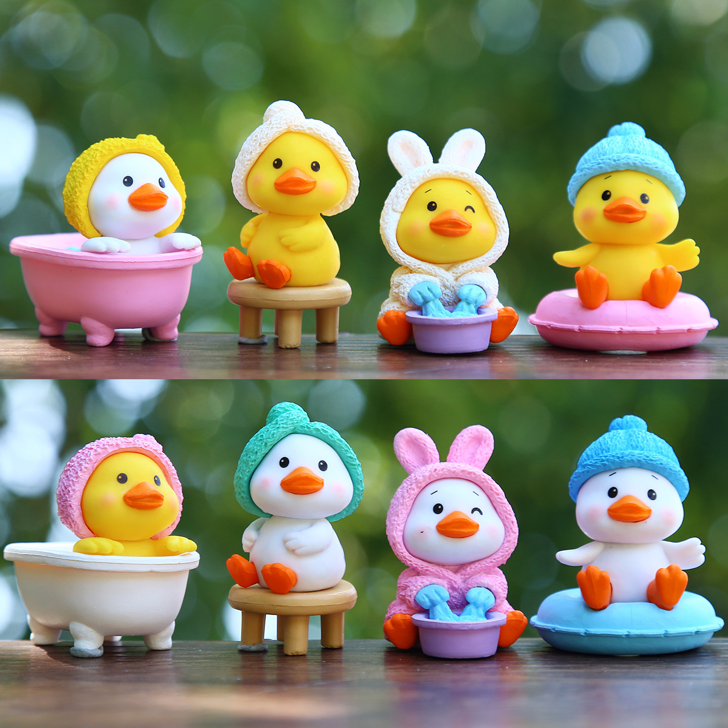 New trendy bath duck series figurines, cultural and creative small animal desktop and car decorations, small ornaments