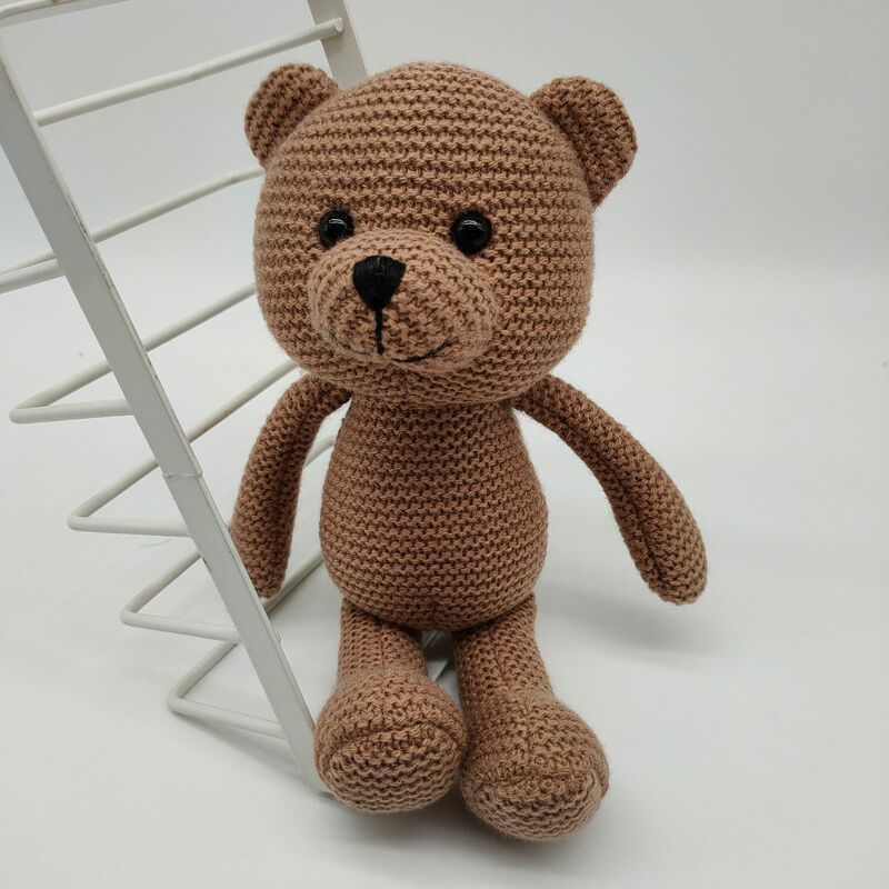 Foreign Trade Korean-style Wool Knitted Bear Doll Wedding Doll Cute Children's Gift Plush Knitted Bear