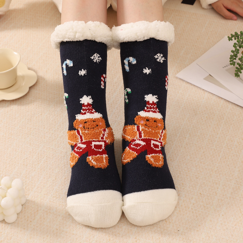 Calcetines Térmicos de Lana de Cordero para Mujer de Fibra Acrílica Antideslizantes para Navidad e Interior image 37