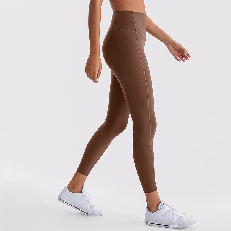 INFLALACHI nude fitness Pantalones de mujer M línea de la cadera cintura alta levantamiento de la cadera cintura de secado rápido Lycra fina deportes yoga medias