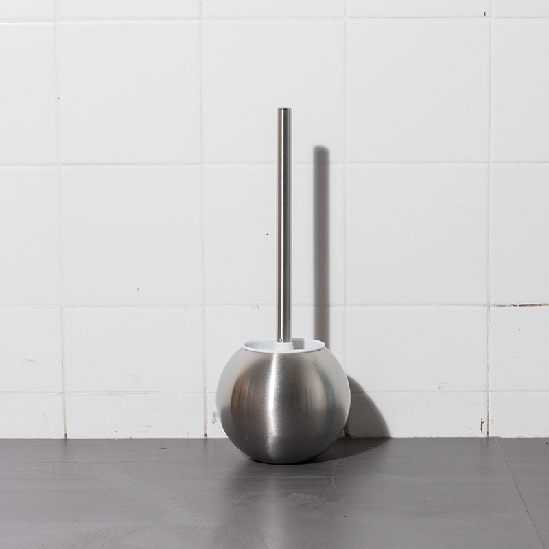 Ourunzhe cepillo de inodoro de acero inoxidable con base para limpieza del hogar cepillo de inodoro cepillo de limpieza de mango largo de pelo suave