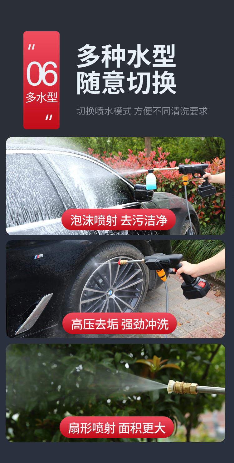 Lithium Battery High Pressure Car Wash Gun Car Wash Machine Electric Cleaning Tool