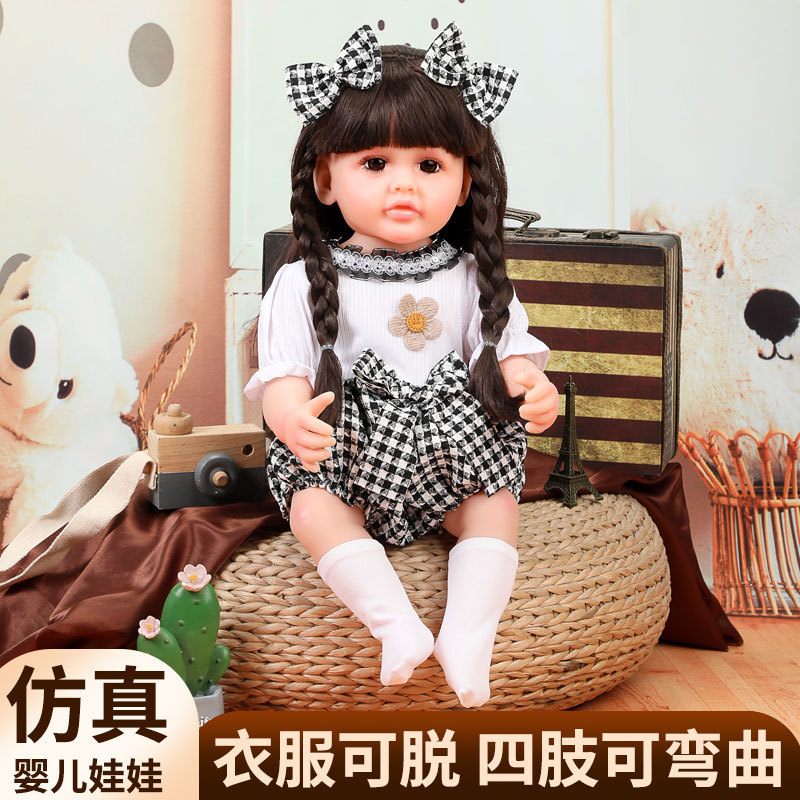 56cm Rebirth Simulation Barbie Gift Doll Baby Soft Plastic Girl Toy Set Children's Doll 56cm Rebirth Simulation Barbie Gift Doll Baby Soft Plastic Girl Toy Set Children's Doll